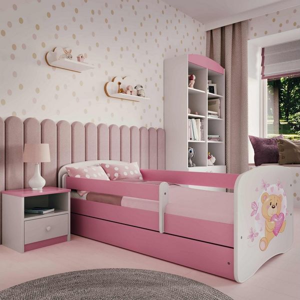Raumhirsch Furniture Kinderbett 70x140, 80x160, 80x180 cm - Komplettset mit Matratze & Schublade (Bett für Mädchen, Einzelbett Kinder 2–12, mit Rausfallschutz & Lattenrost), verschiedene Farben & Designs