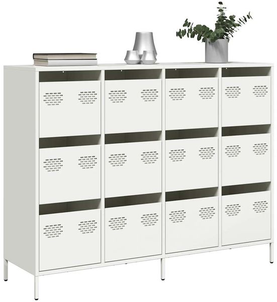 Sideboard, Kommode Weiß 135x39x103,5 cm Kaltgewalzter Stahl Bild 2