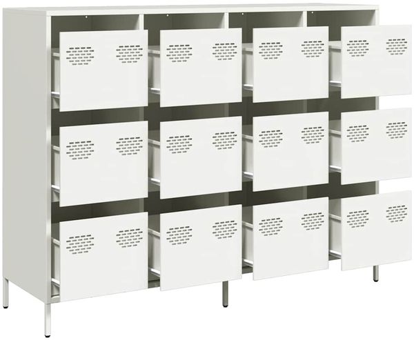 Sideboard, Kommode Weiß 135x39x103,5 cm Kaltgewalzter Stahl Bild 4
