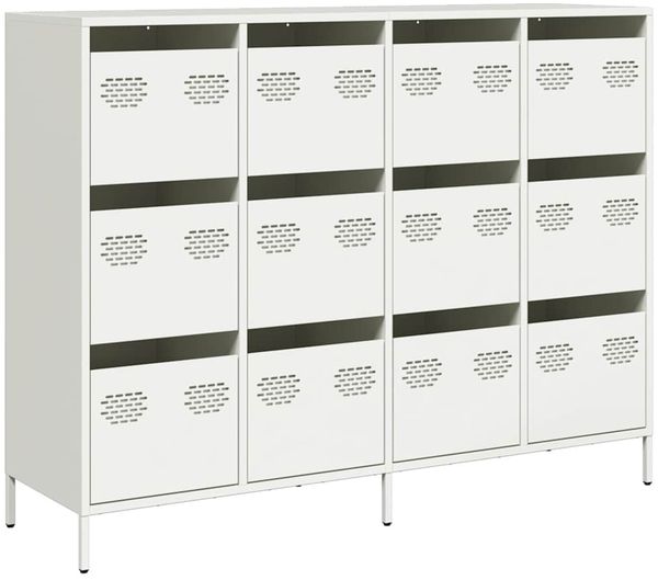 Sideboard, Kommode Weiß 135x39x103,5 cm Kaltgewalzter Stahl