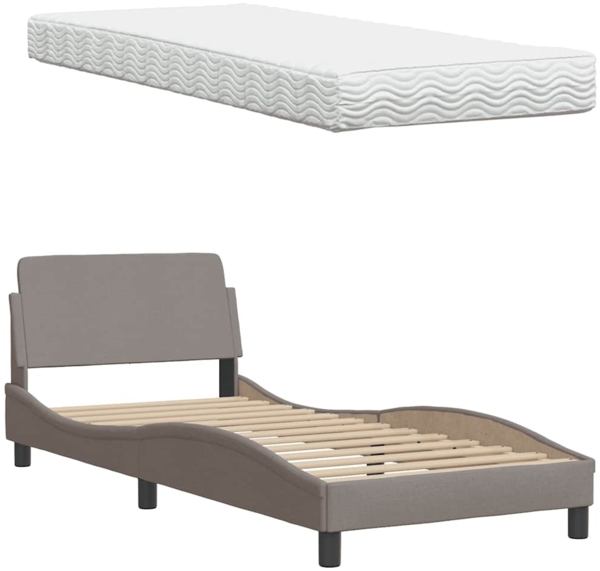 vidaXL Bett mit Matratze "Hanko" Taupe 90x200 cm Stoff 3310507 Bild 7
