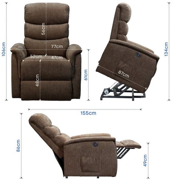 FLEXISPOT Sessel Multifunktionaler Elektrischer Relaxsessel (mit Sitzheizung-, Massage- und Liegefunktion, USB-Ladeanschluss und zusätzlicher Stauraum), 110° - 140° verstellbar, 150 KG belastbar