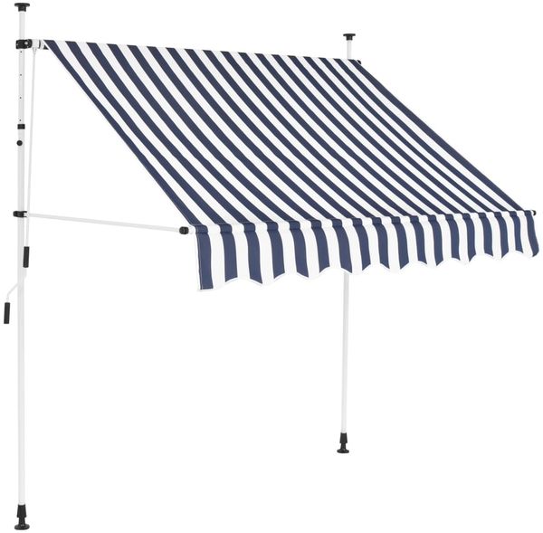 vidaXL Einziehbare Markise Handbetrieben 200 cm Blau/Weiß Gestreift 43220 Bild 2