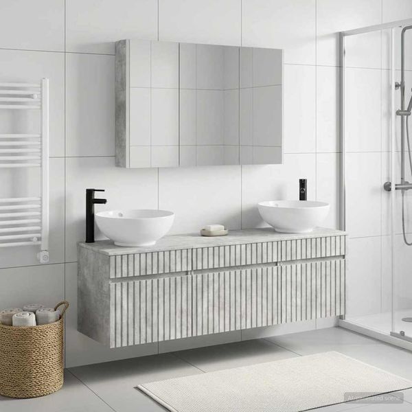 vidaXL Badezimmerschrank-Set 4 pcs Betongrau 103,5 x 15,5 x 70 cm 3406626