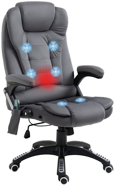Vinsetto Schreibtischstuhl Bürostuhl mit Wippfunktion, Massagesessel mit Wärmefunktion (Chefsessel, 1 St), 120 kg Belastbar, Dunkelgrau