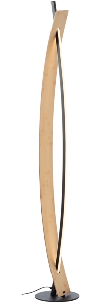 Brilliant LED Stehlampe Visby LED Stehleuchte, 120 cm, 2000 lm, 3000 K, Metall/Bambus, schwarz/natur