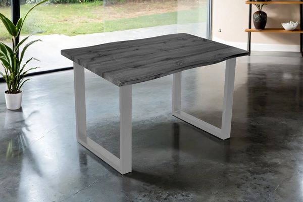 SAM® Esstisch Thoran, Holz-Optik Grau, U-Metallgestell, Baumkante