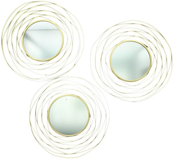 Dekoleidenschaft Dekospiegel rundes Spiegel-Set mit goldenem Metallrahmen, dekorative Wanddeko (3-St, im Set), für Wohnzimmer und Flur, modernes Design