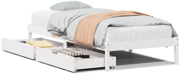 vidaXL Massivholzbett ohne Matratze Weiß 100x200 cm Kiefernholz 3301433