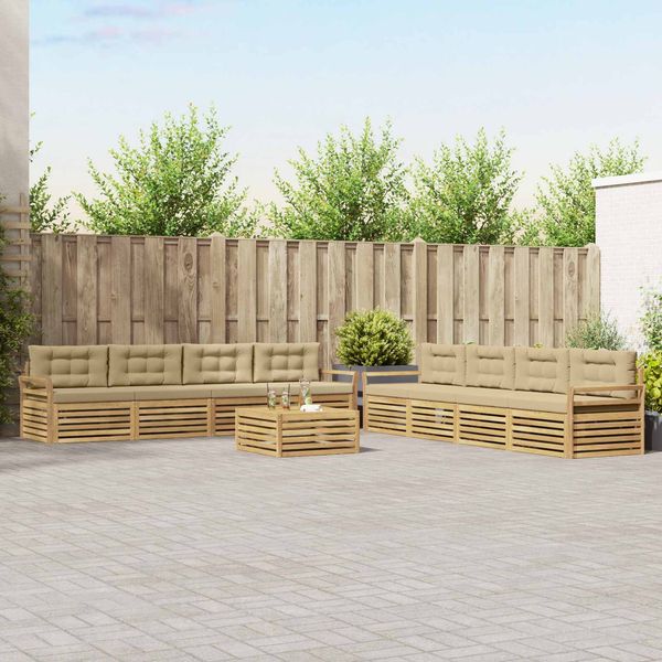 vidaXL Outdoor-Sofagarnitur 9 pcs Weiß und Beige 3390248