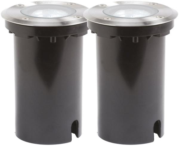 2er SET Außen Bodeneinbaustrahler Ø 11cm IP65, Edelstahl, bis 1500 kg