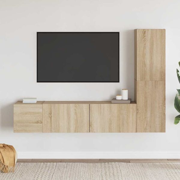 3-tlg. TV-Schrank, TV Board Sonoma-Eiche Holzwerkstoff