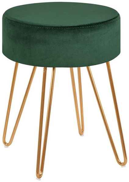 Duhome Hocker, Sitzhocker Rund Hocker Samt oder Stoff Lederoptik Schemel Metallbeine
