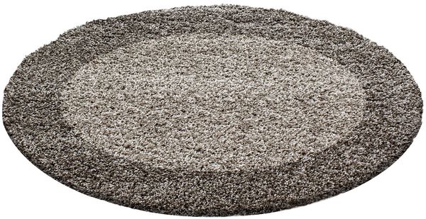 Hochflor Teppich Lux rund - 160 cm Durchmesser - Taupe