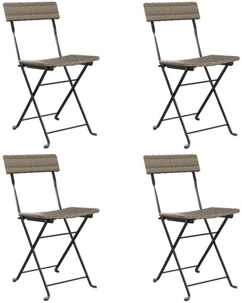 vidaXL Bistrostühle 4 Stk. Klappbar Grau Poly Rattan und Stahl 3152118 Bild 2