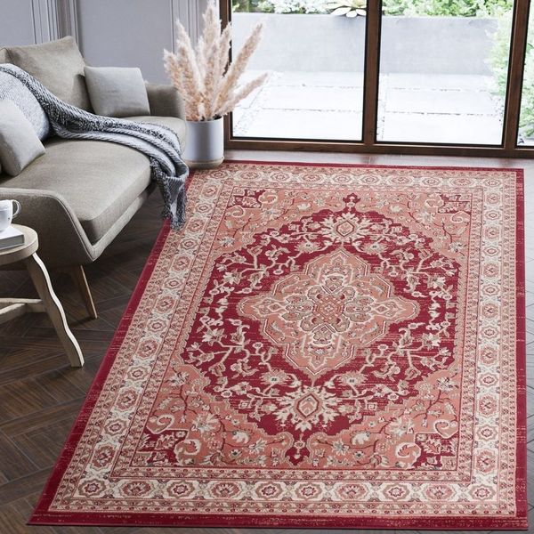 Mazovia Orientteppich Oriente Teppich - Traditioneller Teppich Orient Rot, 120 x 170 cm, Geeignet für Fußbodenheizung, Pflegeleicht, Wohnzimmerteppich