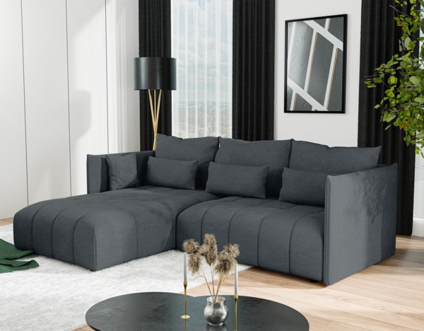 AX LIVING Gaziante Eckschlafcouch mit Bettkasten 245 cm grau Bild 1