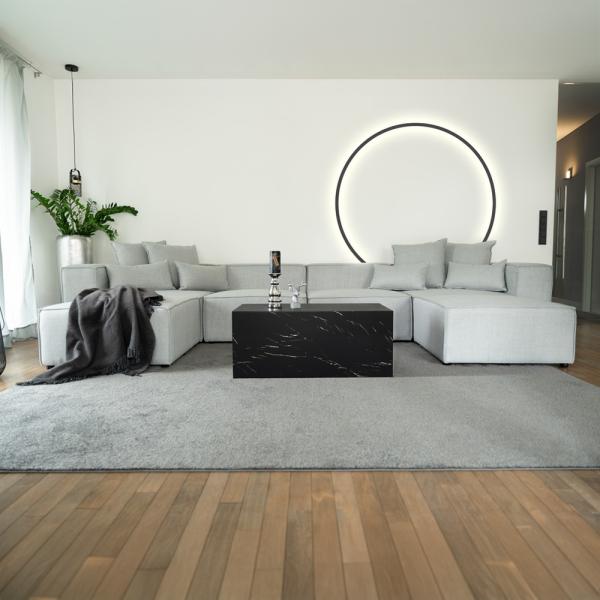 HOME DELUXE Modulares Sofa VERONA XL - 414 x 207 cm Hellgrau