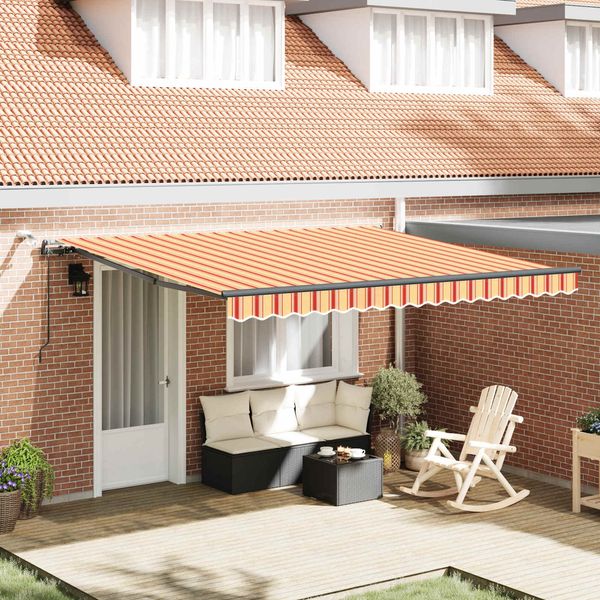 vidaXL Ausziehbare Markise Gelb und Orange 400 x 300 cm Polyester 3330534