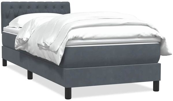 vidaXL Boxspringbett mit Matratze Dunkelgrau 90x220 cm Samt 3316528