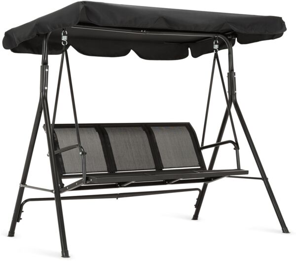 M MCombo 3-Sitzer Hollywoodschaukel Gartenschaukel Gartenliege Schaukelbank 8007 Schwarz