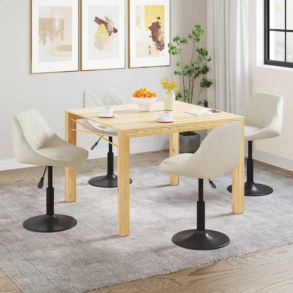 vidaXL Esszimmerstühle 4 Stk. Drehbar Creme Samt 3088790
