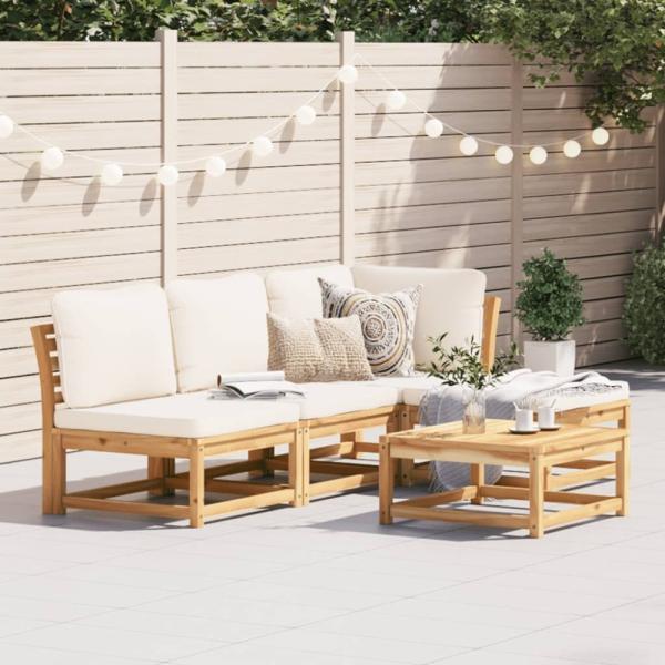 vidaXL 5-tlg. Garten-Lounge-Set mit Kissen Massivholz Akazie 3214285