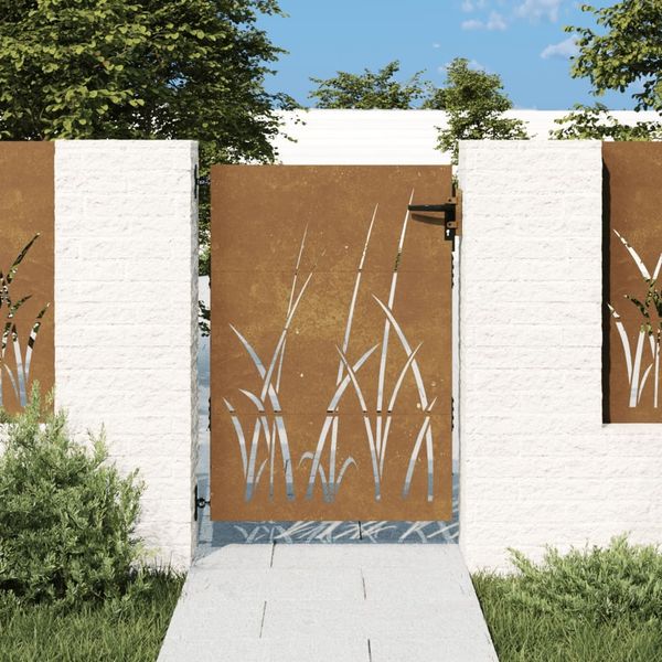 vidaXL Gartentor 85x125 cm Cortenstahl Gras-Design 153222