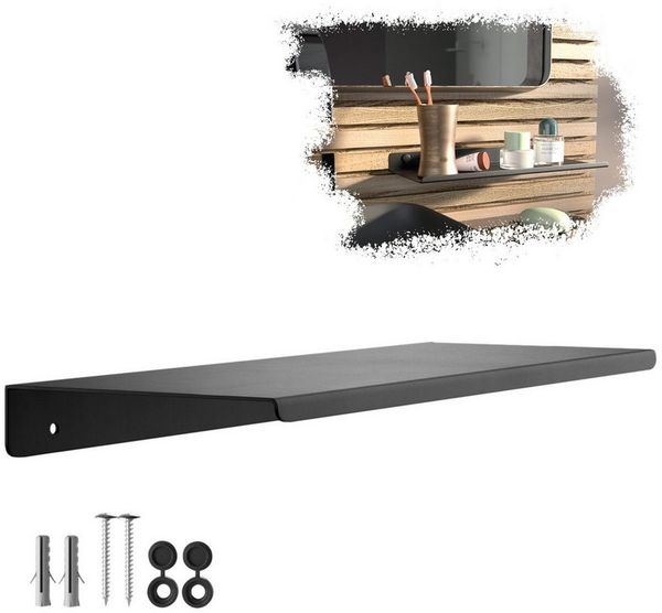 SO-TECH® Wandregal Schweberegal HOVER 35/45 x 13 x 3 cm inkl. Befestigungsset, 1-tlg, Wandmontage, für Bad Küche oder Wohnzimmer, Schwarz
