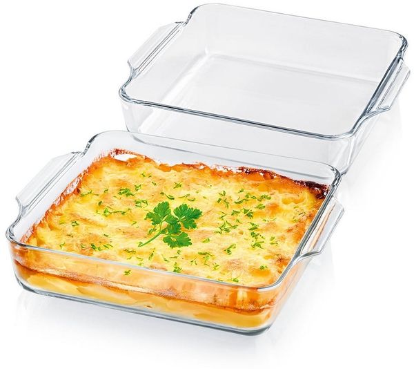 GOURMETmaxx Auflaufform Auflaufform Set für Heißluftfritteuse - Backform rechteckig Glasschale, (2-St), Auflaufform klein - Auflaufform Airfryer & Backofen - Auflaufform Glas