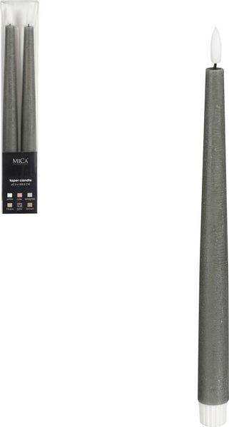 Mica Decorations LED Spitzkerze batteriebetrieben grau Ø 2 x 29 cm warmweiß 2 Stück