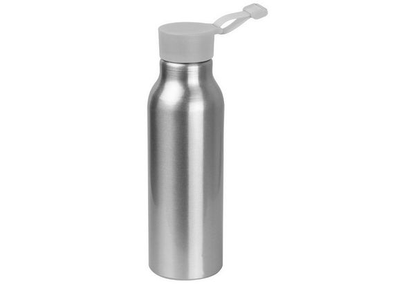 Macma Trinkflasche Alu Trinkflasche / Füllvermögen von 600 ml / mit silbergrauen Silikond