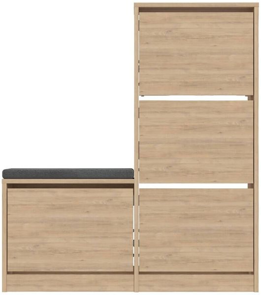 Dmora Schuhschrank Velma, Schuhregal, Mehrzweck-Eingangsgarderobe, Möbel für Schuhe, 105x26 h119 cm, Eiche