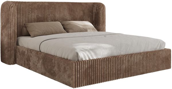 Polsterbett Bett mit Holzlattenrost Schlafzimmer Bett Doppelbett gepolstertes Kopfteil - EMORA CLASSIC - 200x200 cm - Braun Cord Bild 6