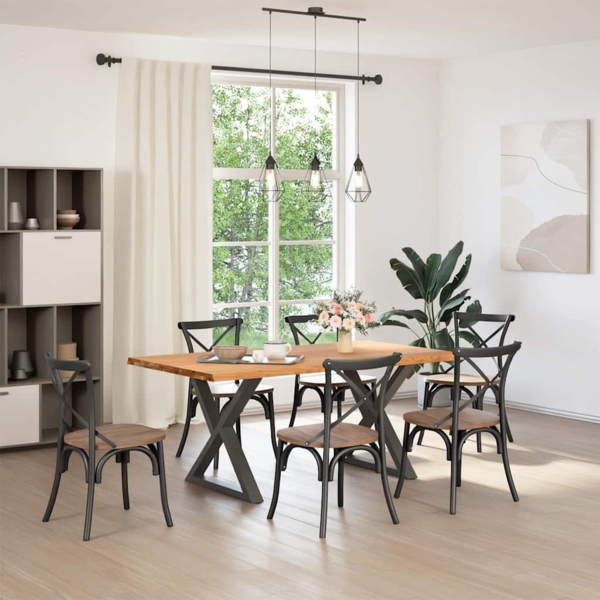 vidaXL Esstisch mit Baumkanten Hellbraun 180x100x74cm Massivholz Eiche 3304448