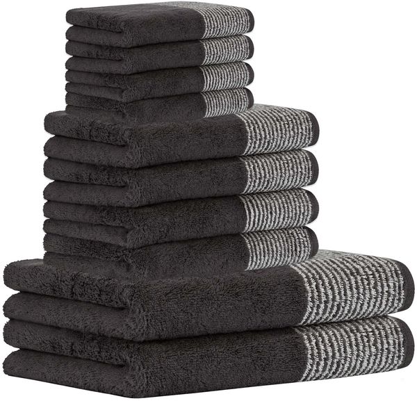 CAWÖ Handtuch Set, 10-tlg. - C Two-Tone, 2x Duschtuch, 4x Handtuch, 4x Gästetuch Basalt Set