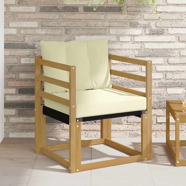 vidaXL Outdoor-Sofa Massives Akazienholz und Textilene Weiß 3439028