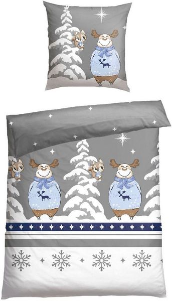 Schiesser Bettwäscheset Kitta - Feinbiber - 2-teilig - 135 x 200 cm - Blau