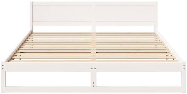 vidaXL Bettrahmen mit Kopfteil Weiß 200 x 200 cm Massives Kiefernholz 873260 Bild 5