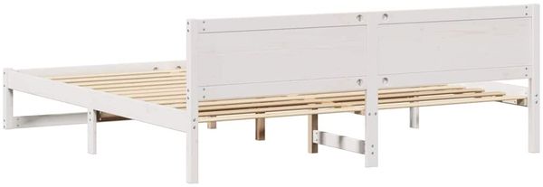 vidaXL Bettrahmen mit Kopfteil Weiß 200 x 200 cm Massives Kiefernholz 873260 Bild 7