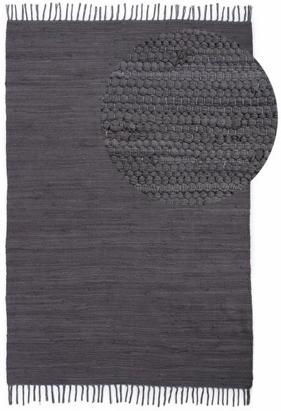 carpetfine Teppich Kelim Chindi uni, auch als Läufer, rechteckig, Höhe: 5 mm, Wendeteppich, reine Baumwolle, handgewebt, Uni-Farben, mit Fransen