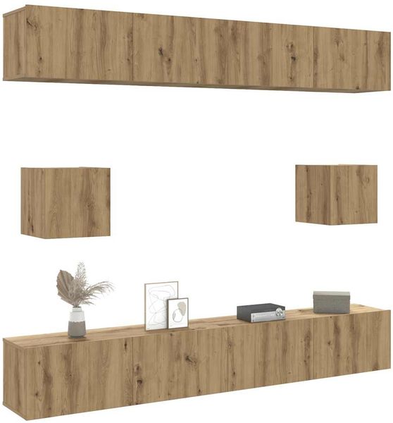 vidaXL 6-tlg. TV-Schrank-Set Wandmontage Artisan-Eiche Holzwerkstoff 3328992