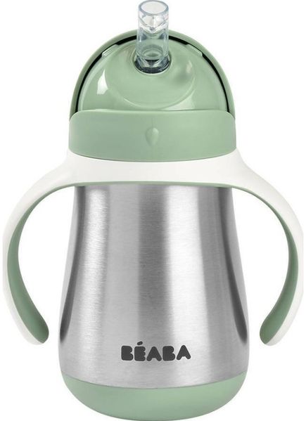 Beaba metaline Trinkflasche mit Strohhalm 250 ml grün