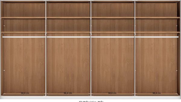 WIEMANN Kleiderschrank Cardiff, Massivholztüren in Kombination mit Glas- oder Spiegeltüren (4 Breiten, 2 Höhen 216/236cm auswählbar) hochwertiges Design in langlebiger Qualität, viel Stauraum