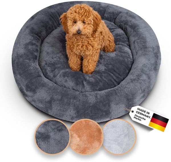Belune Tierbett Deluxe - kuschelweiches Donutkissen - Made in Germany, vegane Materialien, verschiedene Größen und Farben, extra gemütlich, Made in Germany