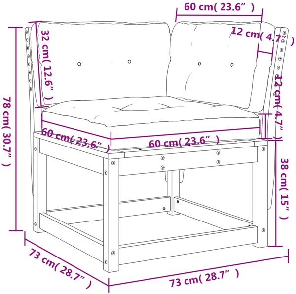 vidaXL Garten-Ecksofa mit Kissen Wachsbraun Massivholz Kiefer 844686 Bild 10