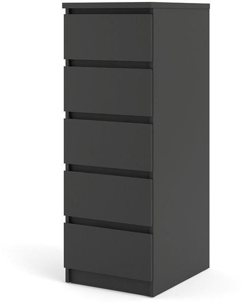 Nada Kommode 5 Schubladen mattschwarz Sideboard Highboard Schrank Flur Diele