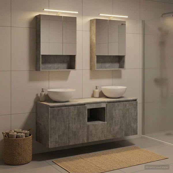 vidaXL Badezimmerschrank-Set 5 pcs Betongrau 50 x 14,5 x 70 cm 3406362