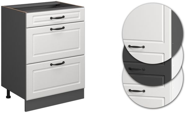 Küchenunterschrank R-Line Weiß Landhaus 60 cm AP Marmor Vicco Bild 5