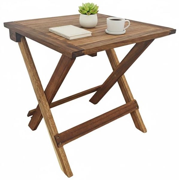 Relaxdays Quadratischer Klapptisch aus Akazienholz